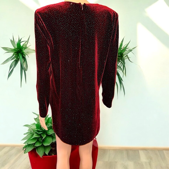 J.B.S. Deep Red Velvety Glittering Tunic - Picture 7 of 14